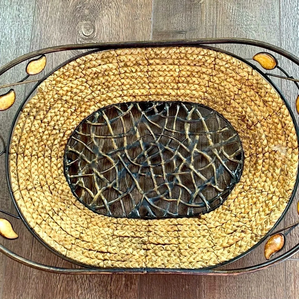 Woven Basket with Metal Frame